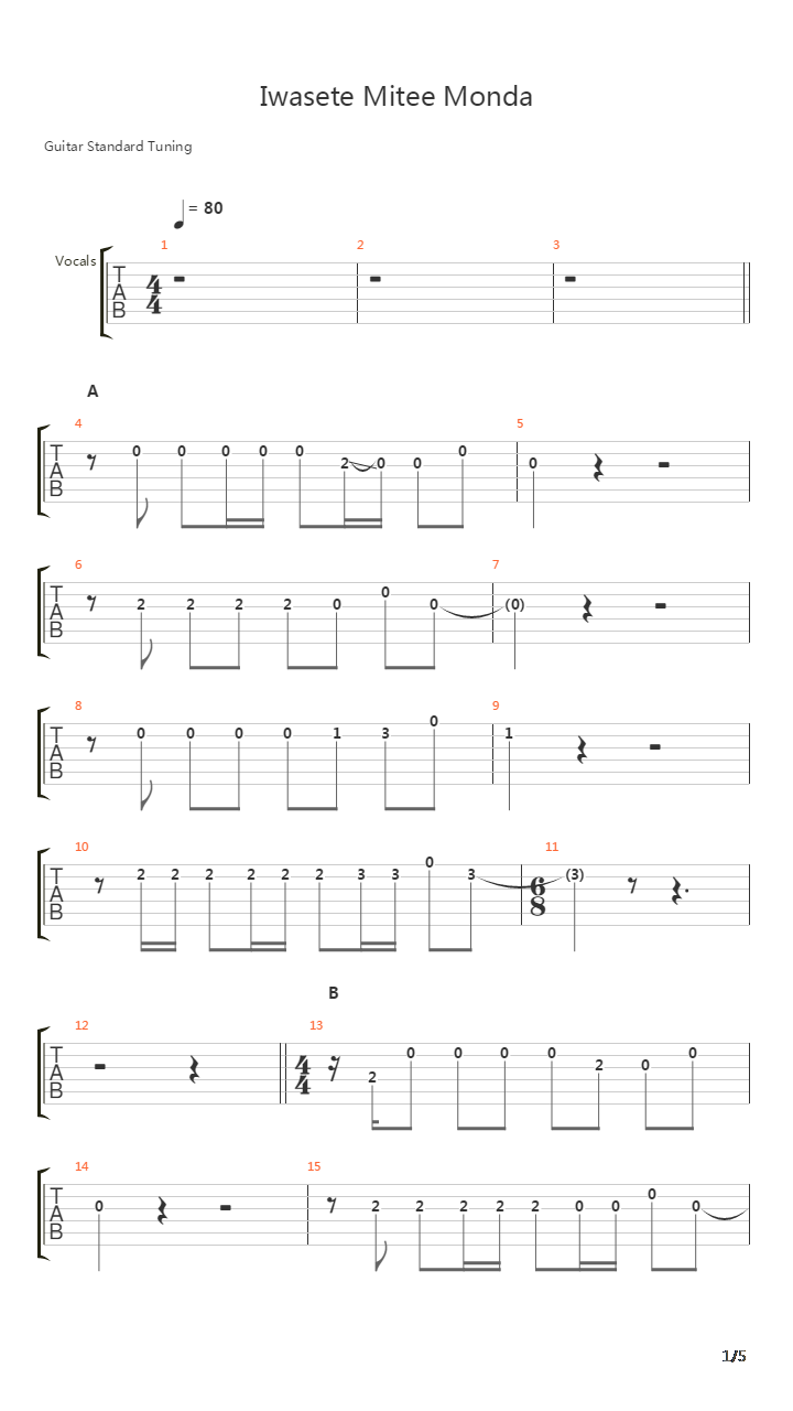 Iwasete Mitee Monda吉他谱