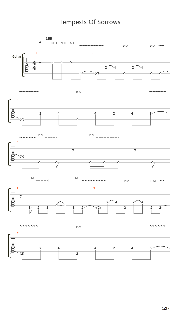 Tempests Of Sorrow吉他谱