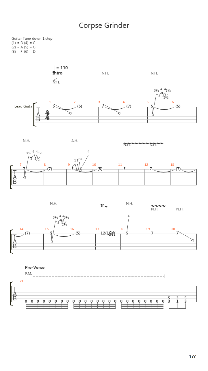 Corpse Grinder吉他谱