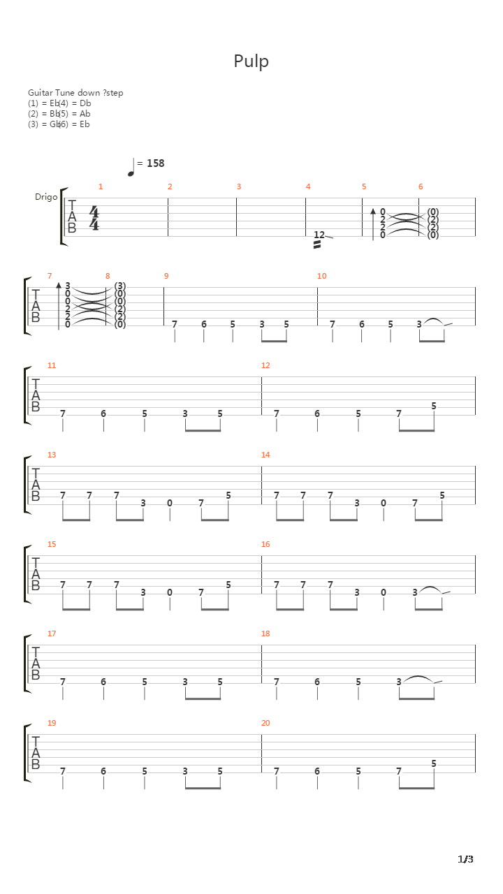 Pulp吉他谱