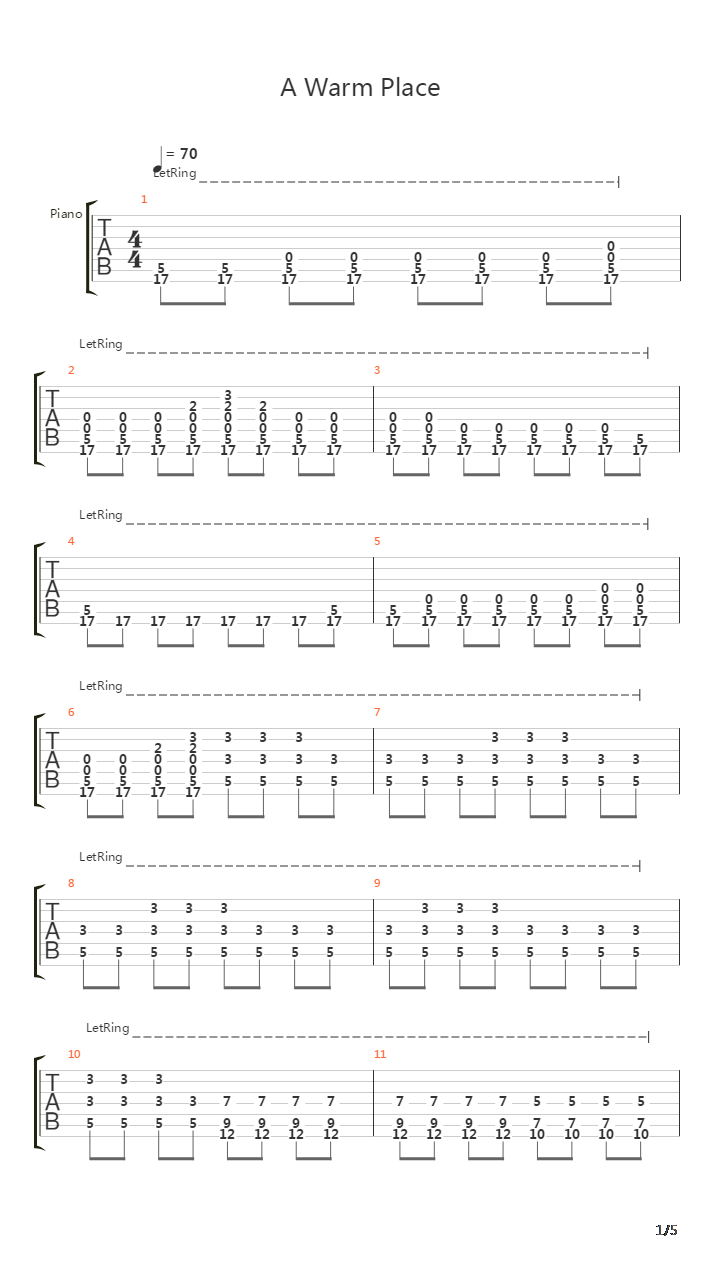 A Warm Place吉他谱