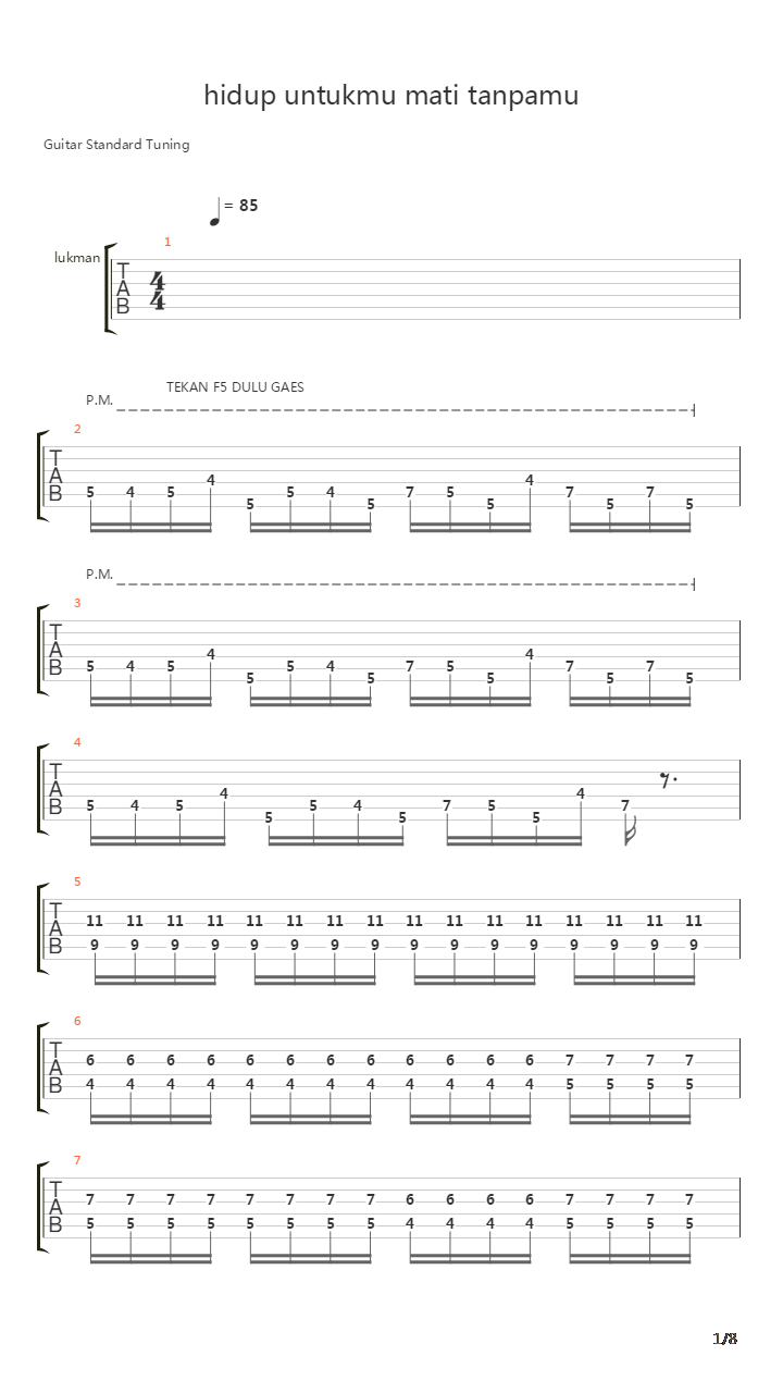 Hidup Untukmu Mati Tanpamu吉他谱