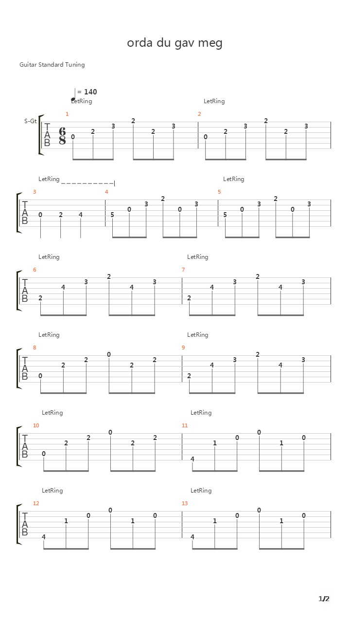 Orda Du Gav Meg吉他谱