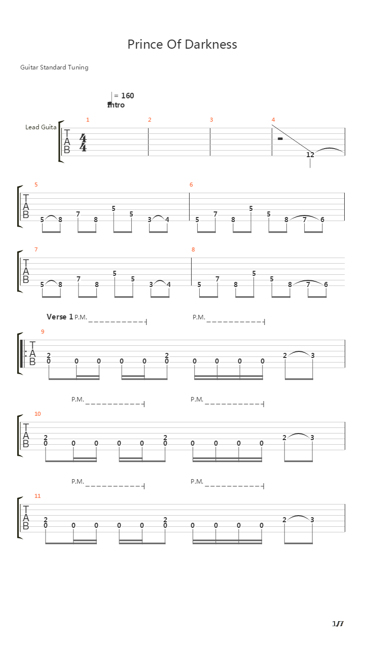 Prince Of Darkness吉他谱