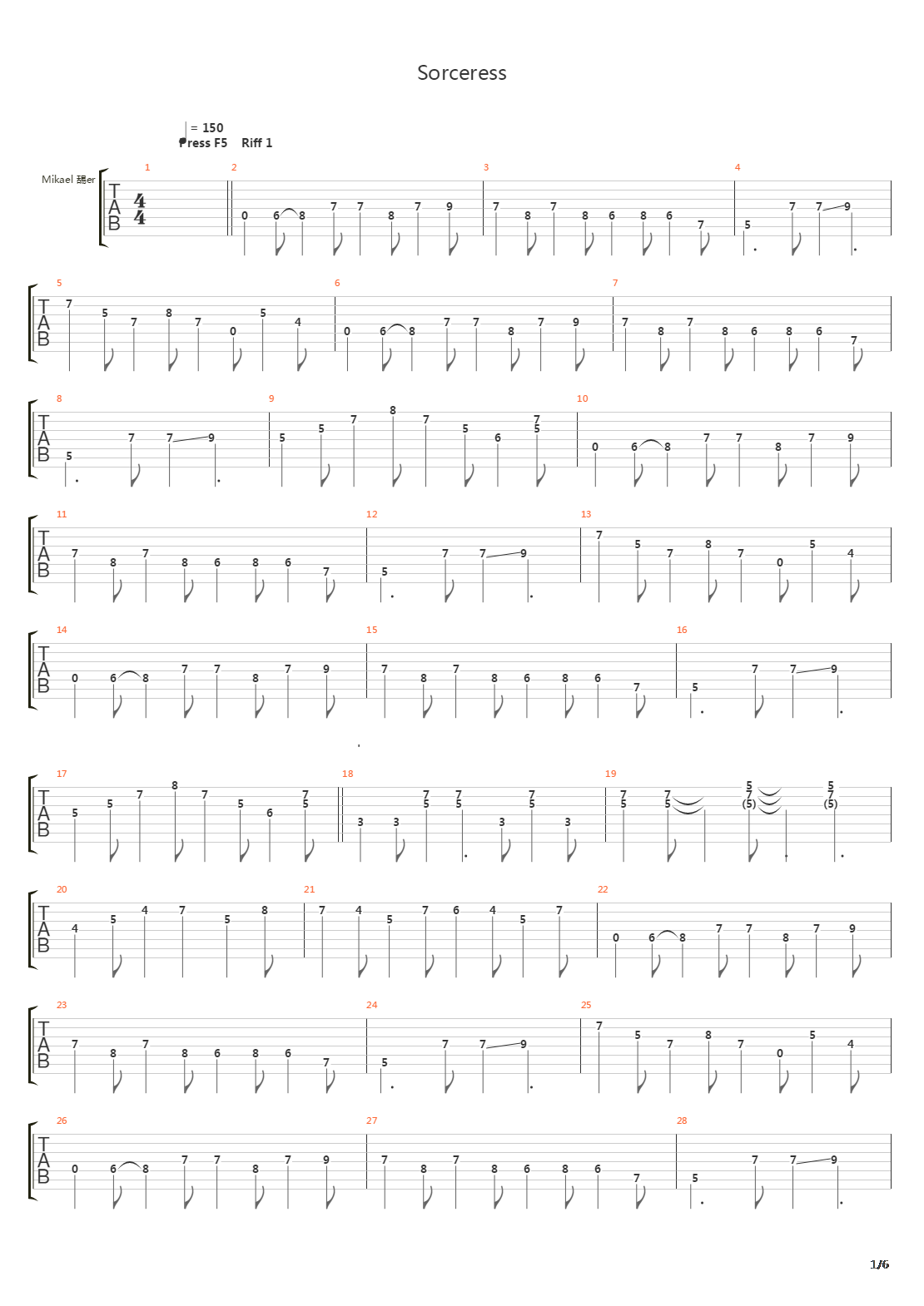 Sorceress吉他谱