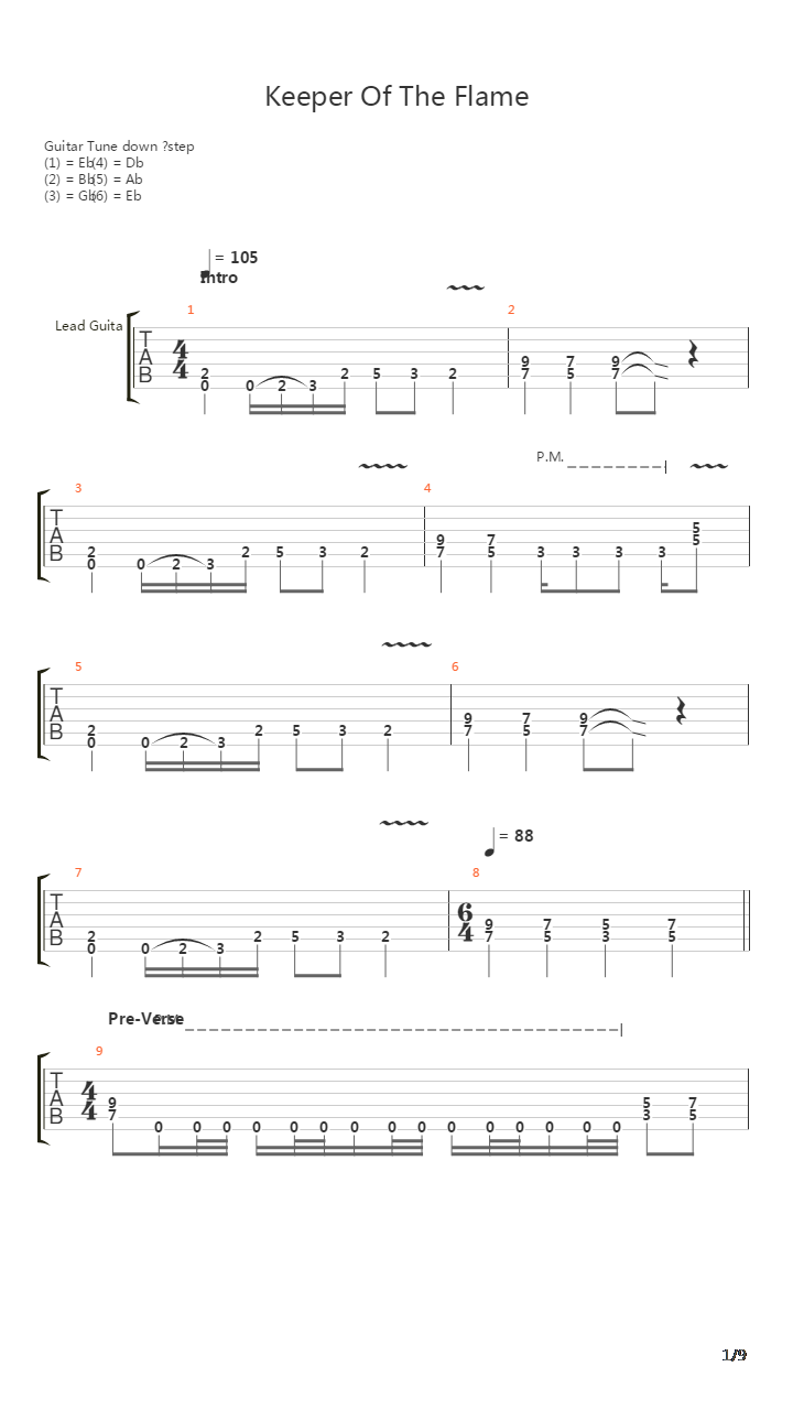 Keeper Of The Flame吉他谱