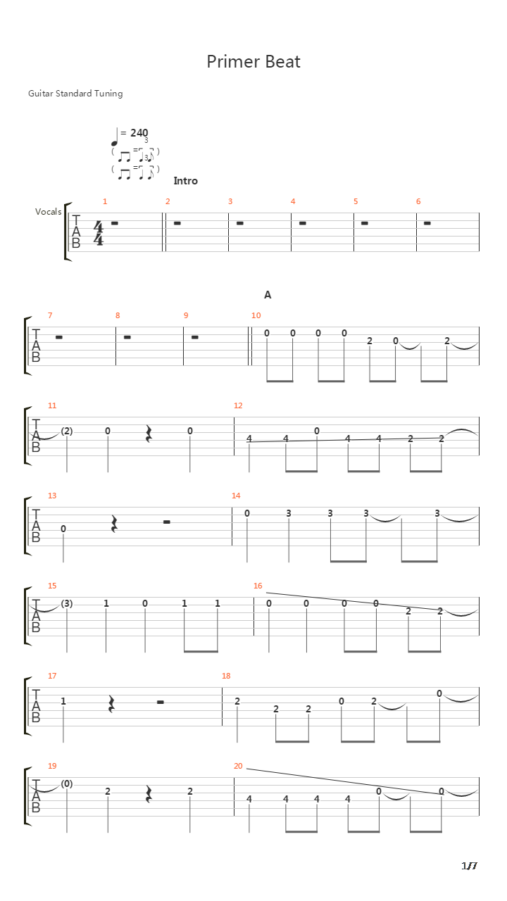 Primer Beat吉他谱