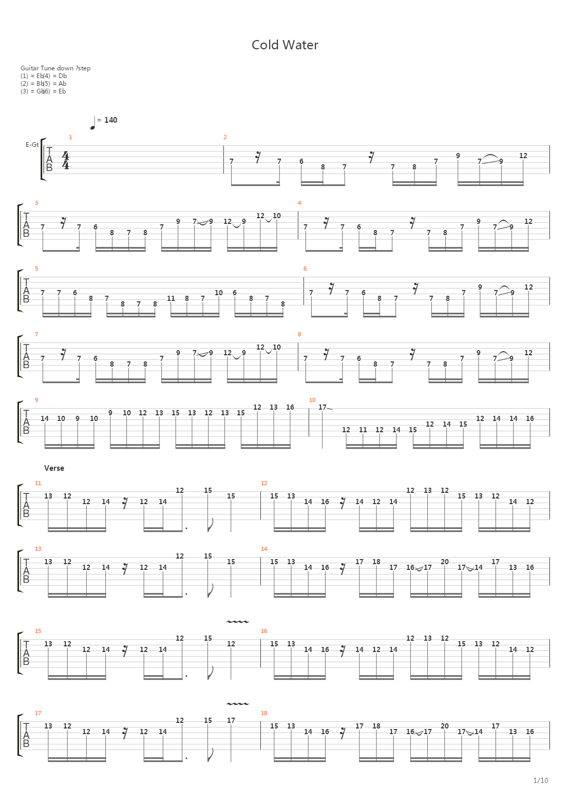 Cold Water吉他谱