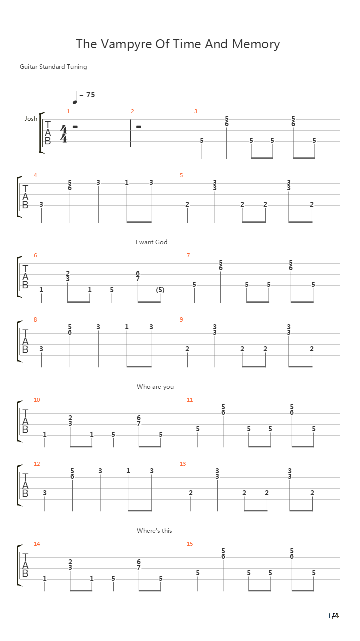 The Vampyre Of Time And Memory吉他谱