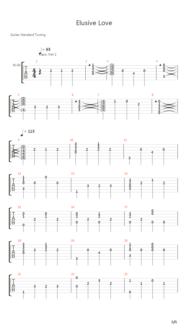【原创自编独奏】Elusive Love吉他谱