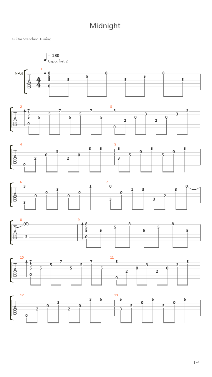 【原创】Midnight吉他谱
