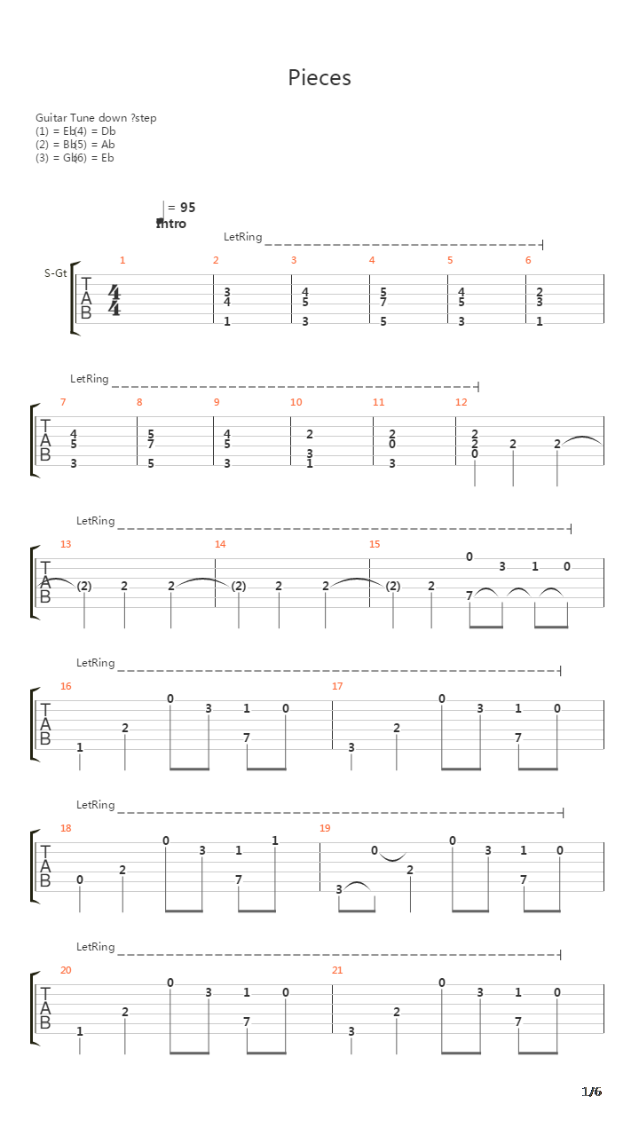 Pieces吉他谱