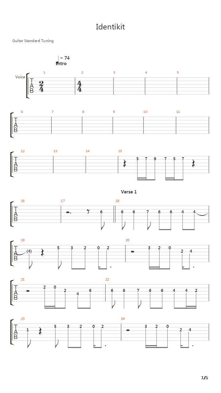 Identikit吉他谱