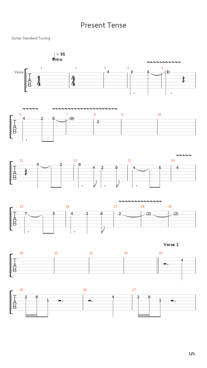 Present Tense吉他谱