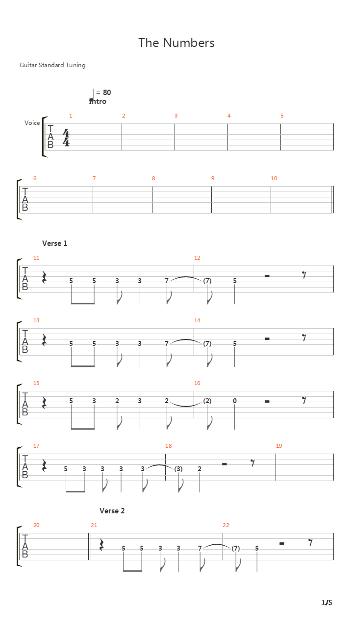 The Numbers吉他谱