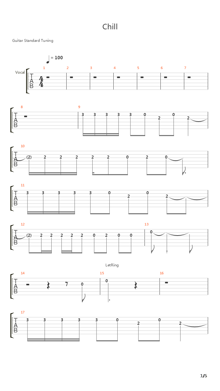 Chill吉他谱