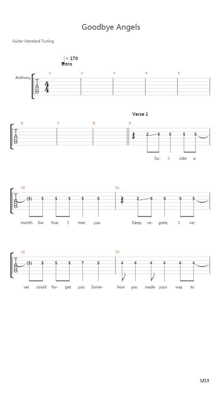 Goodbye Angels吉他谱