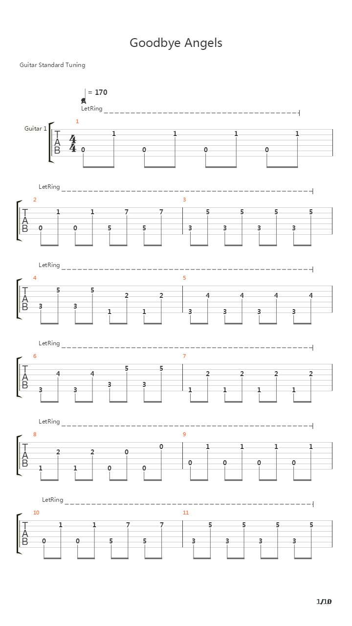 Goodbye Angels吉他谱