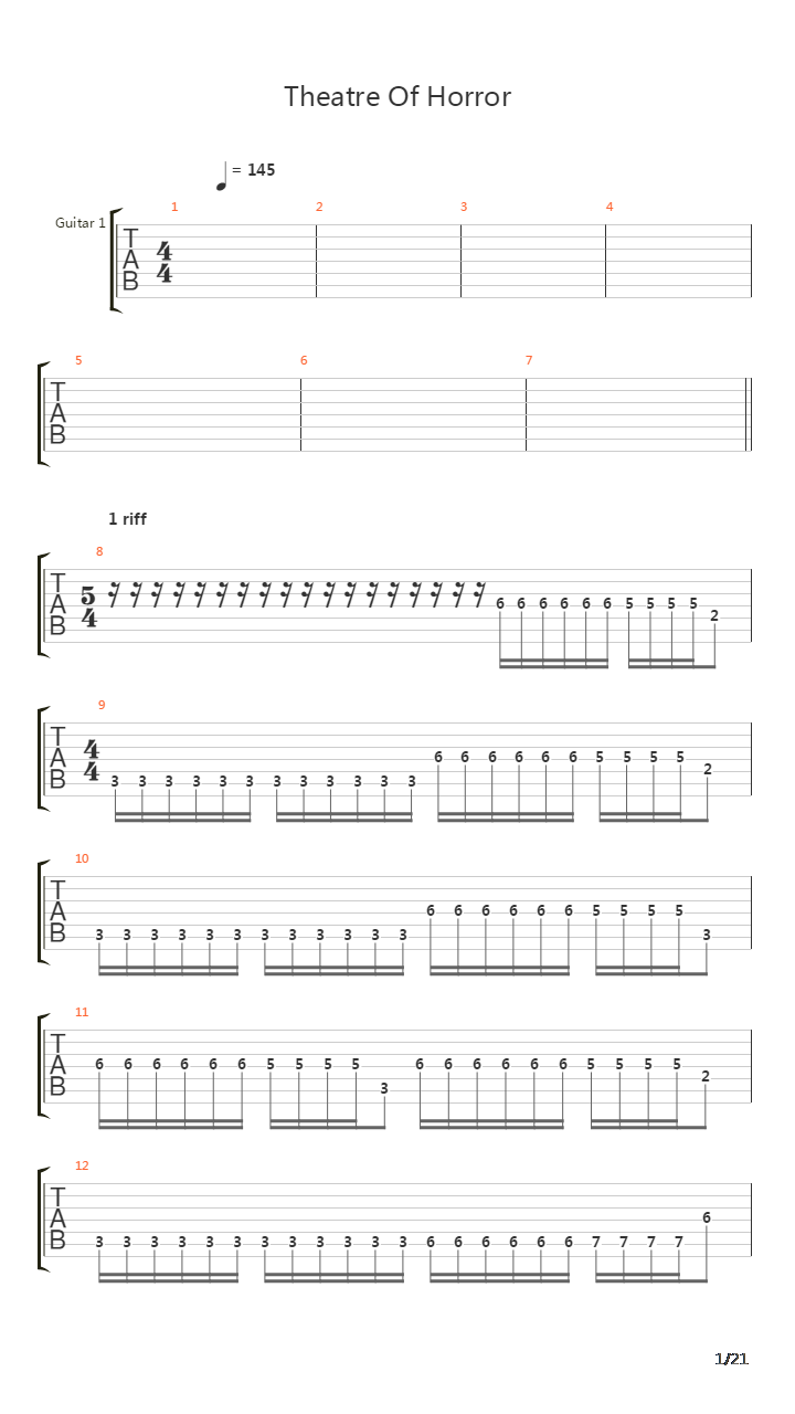 Theatre Of Horror吉他谱