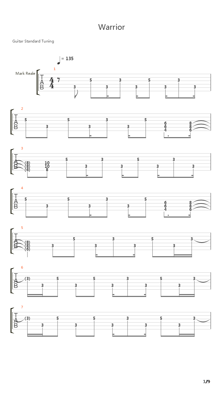 Warrior吉他谱