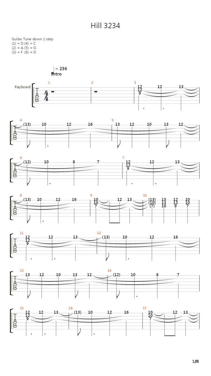 Hill 3234吉他谱