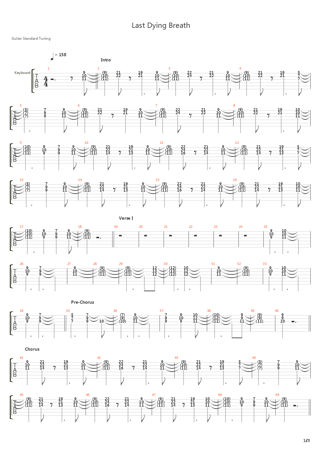 Last Dying Breath吉他谱