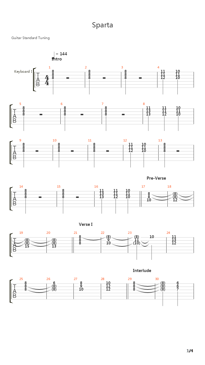 Sparta吉他谱