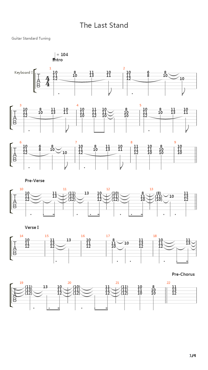 The Last Stand吉他谱
