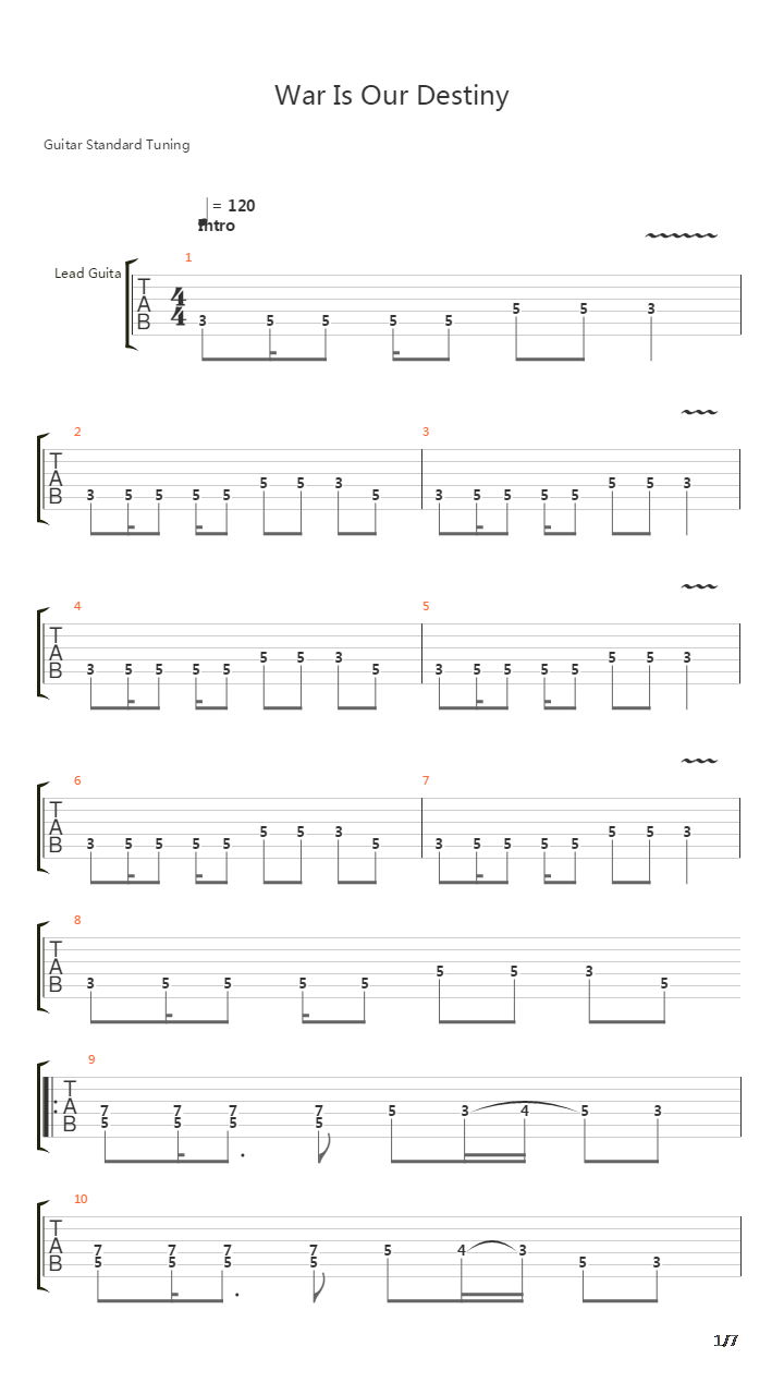 War Is Our Destiny吉他谱