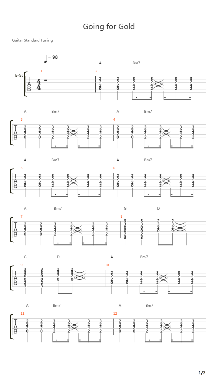 Going For Gold吉他谱