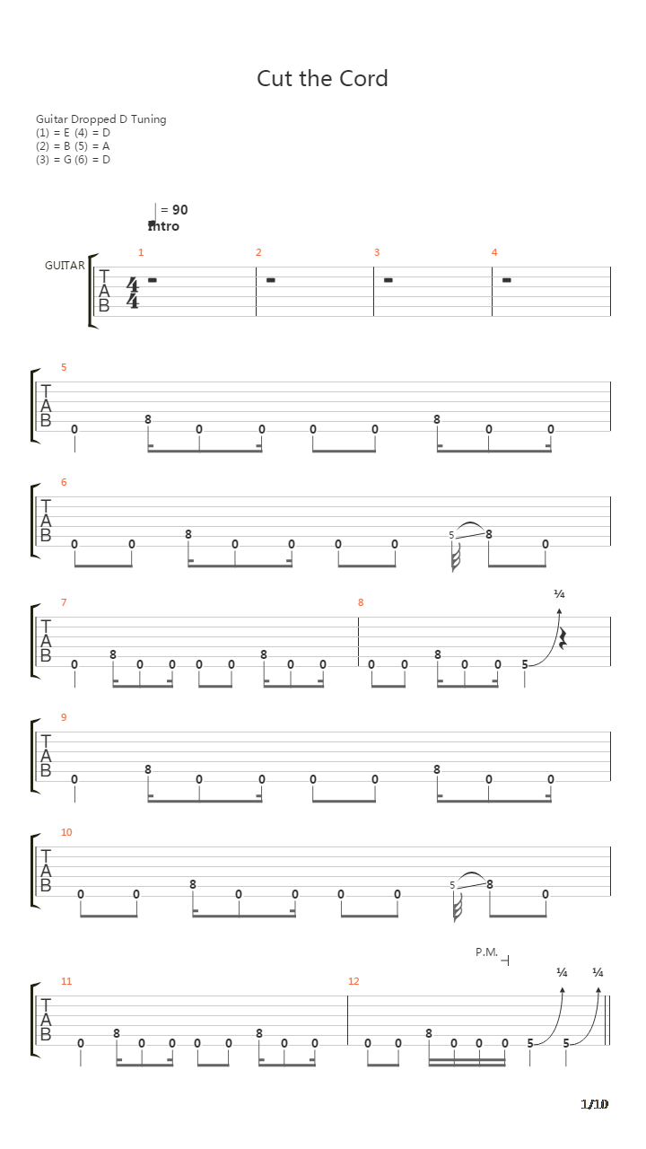Cut The Cord吉他谱
