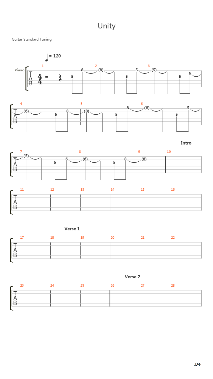 Unity吉他谱