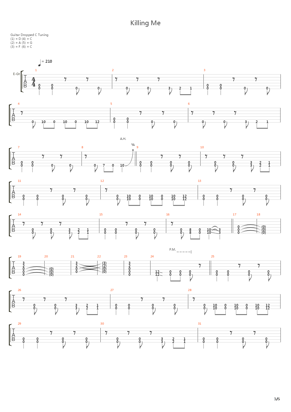 Killing Me吉他谱