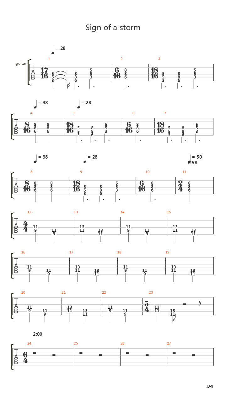 Sign Of A Storm吉他谱