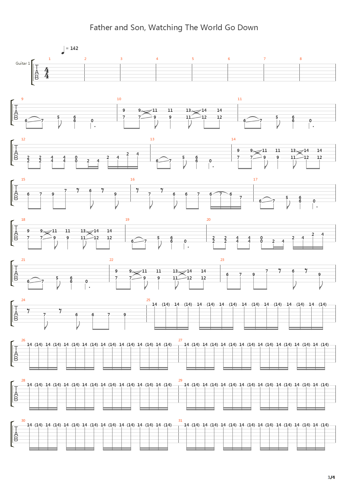 Father And Son Watching The World Go Down吉他谱