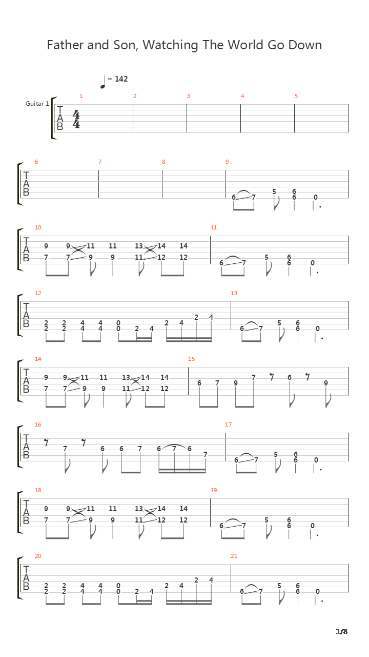 Father And Son Watching The World Go Down吉他谱