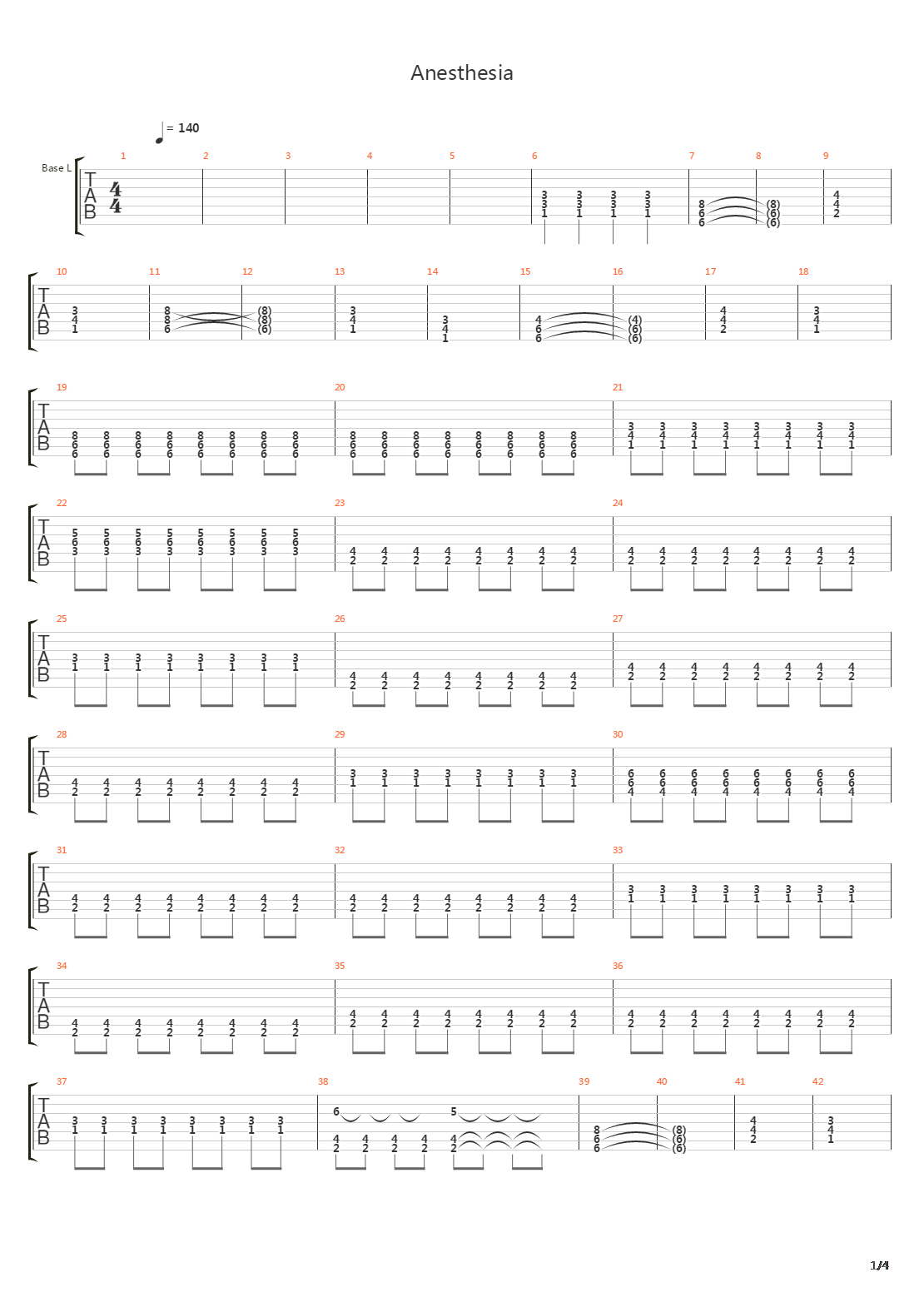 Anesthesia吉他谱