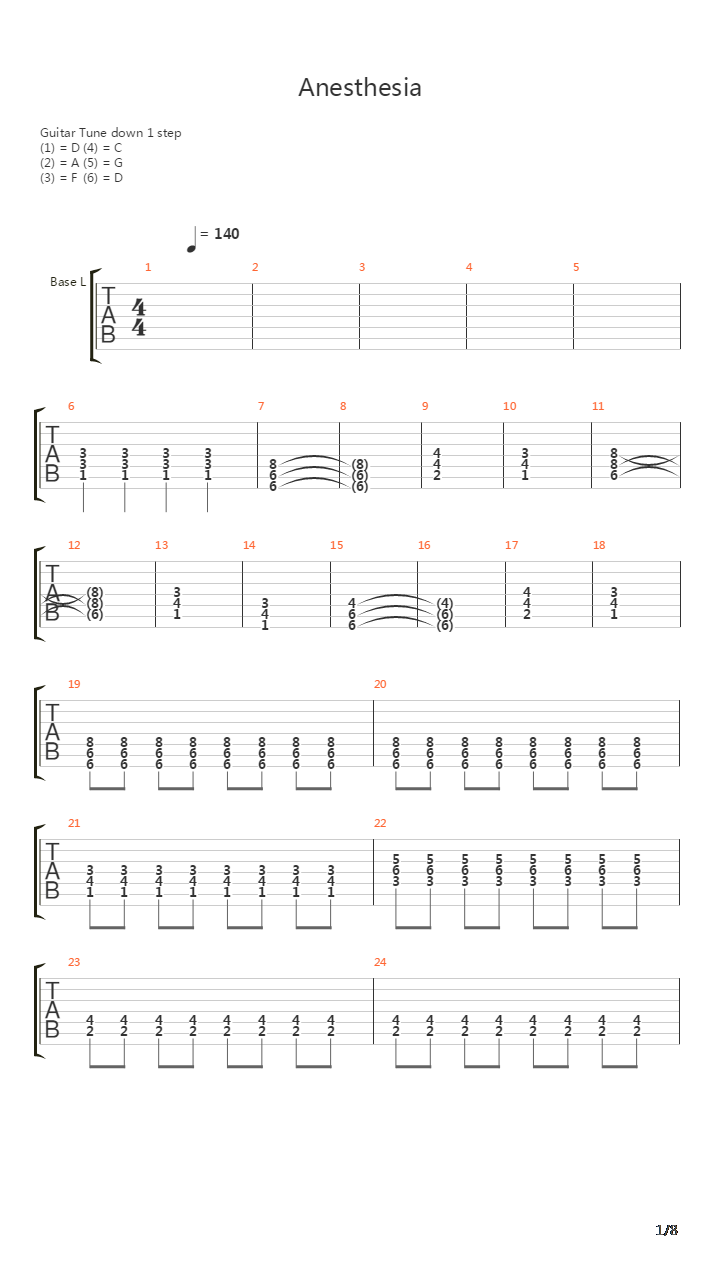 Anesthesia吉他谱