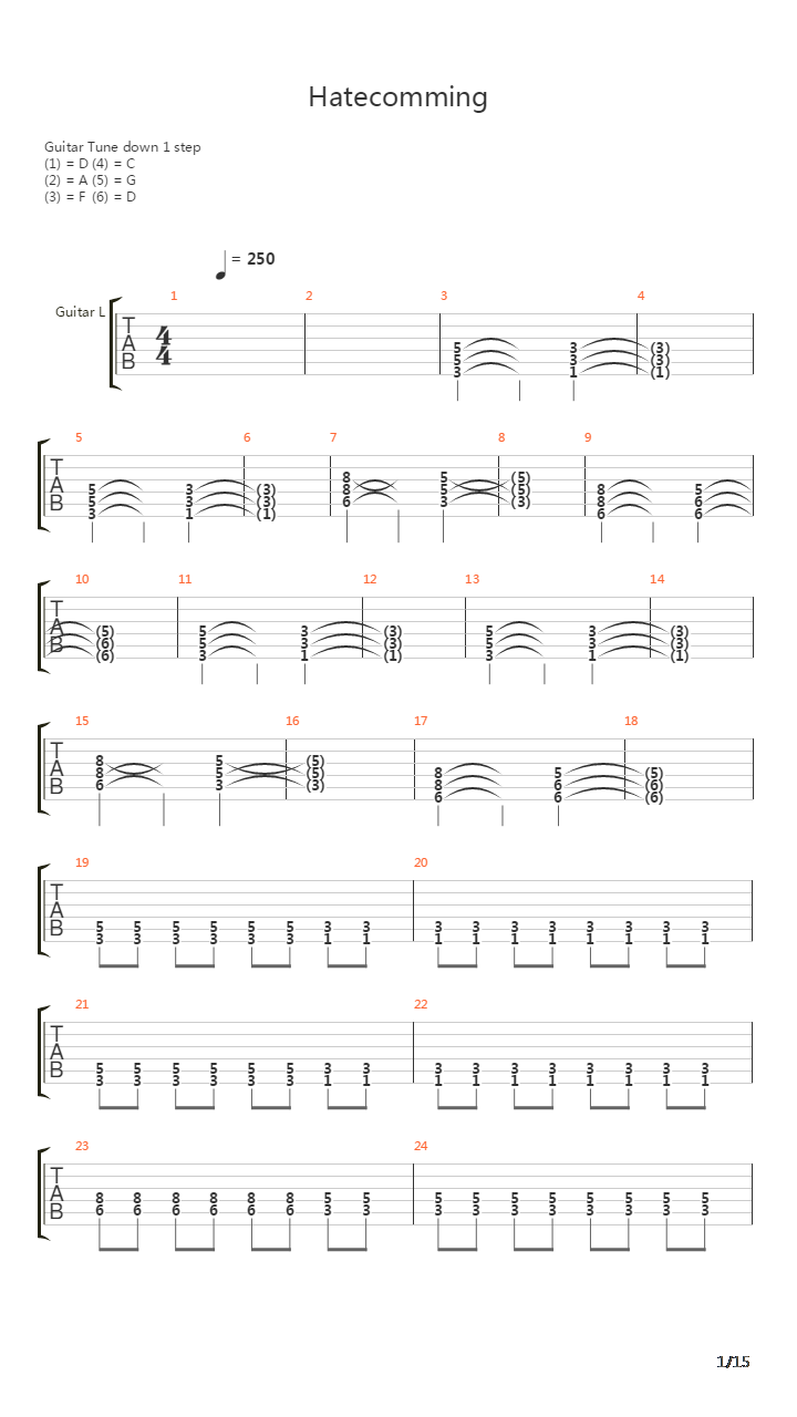 Hatecoming吉他谱