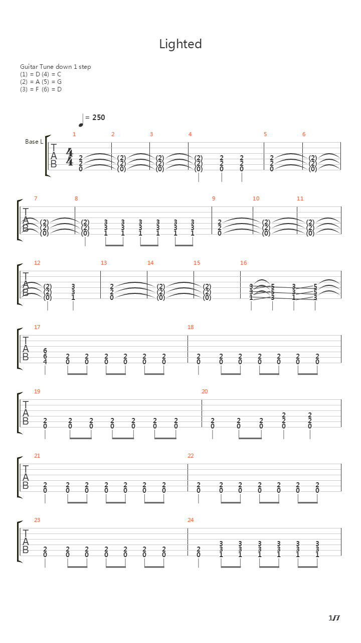 Lighted吉他谱
