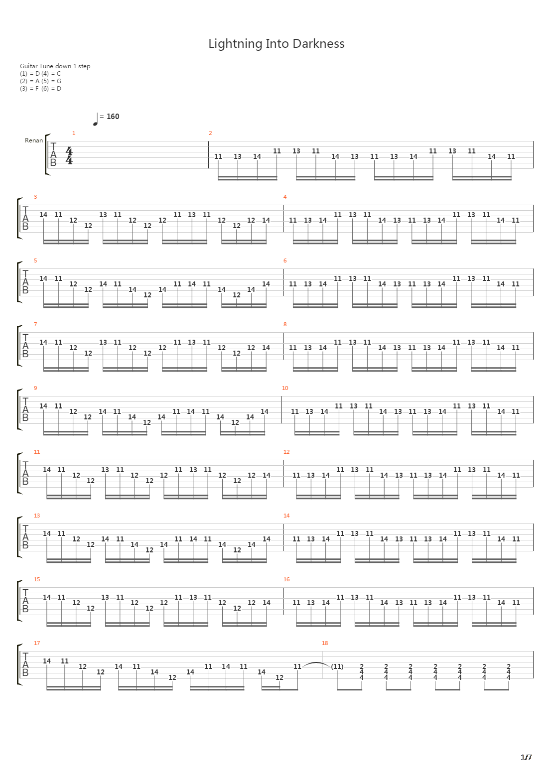 Lightning Into Darkenss吉他谱