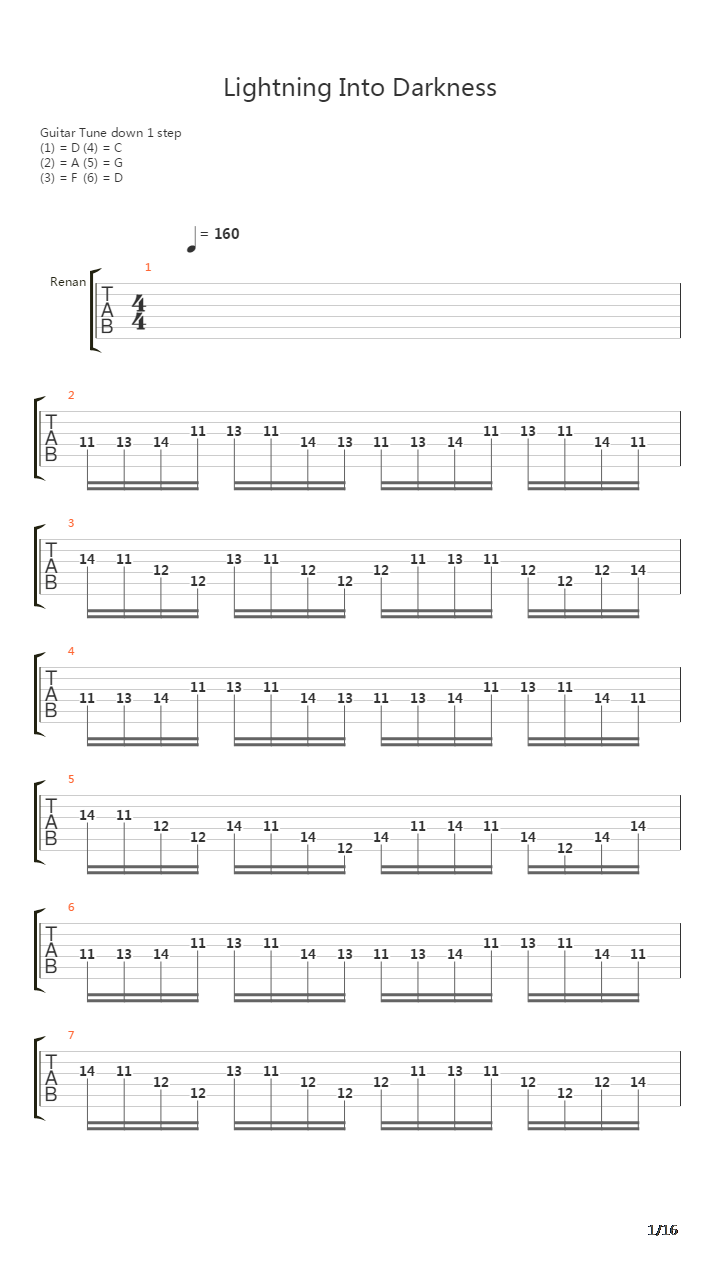 Lightning Into Darkenss吉他谱