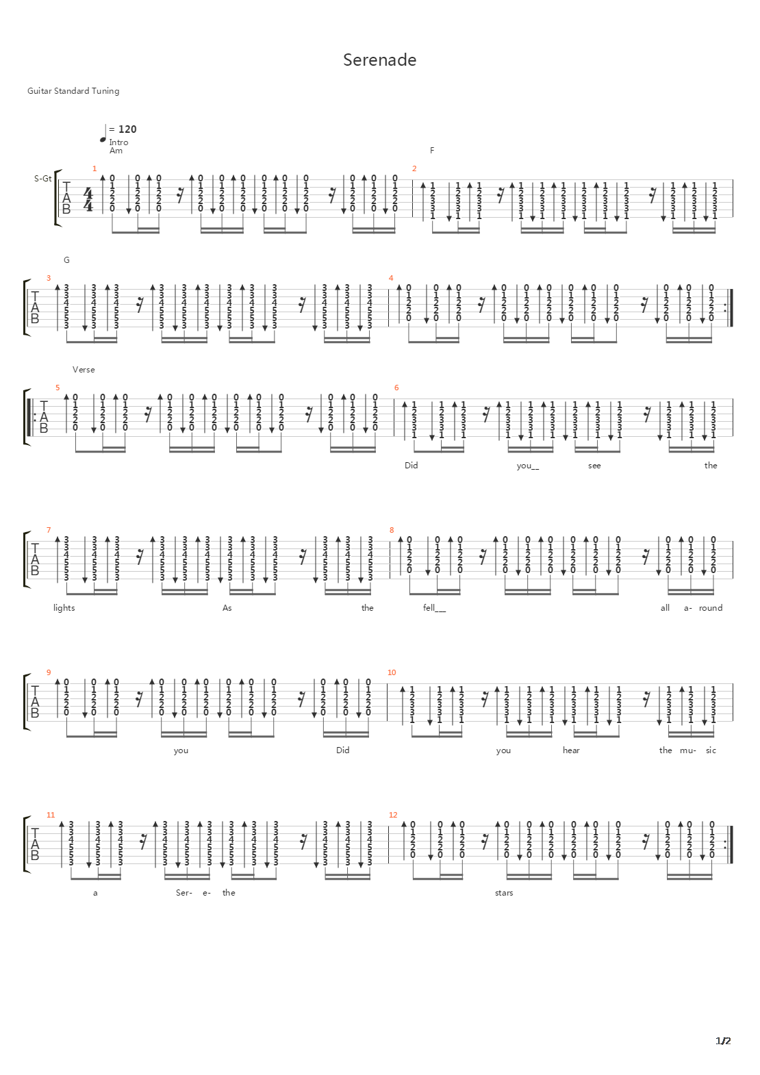 Serenade吉他谱