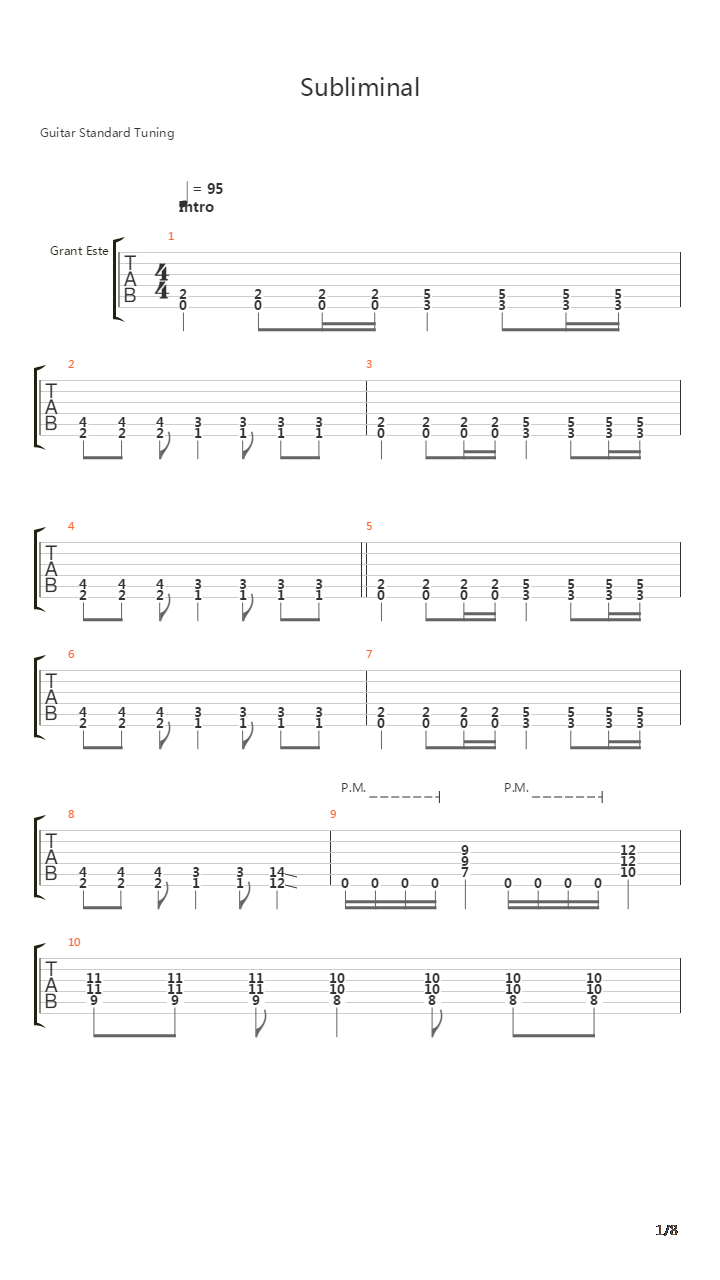 Subliminal吉他谱