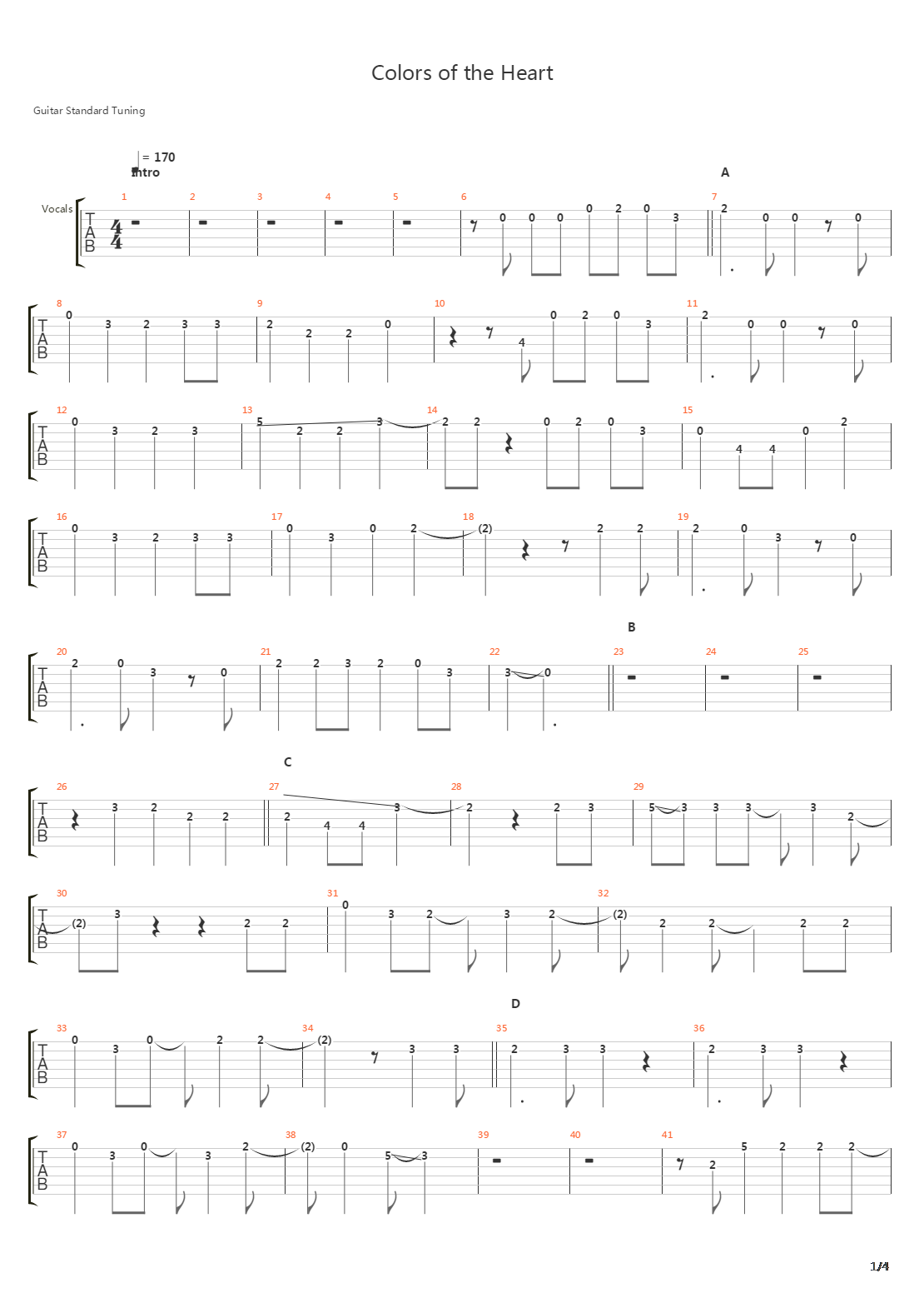Colors Of The Heart吉他谱