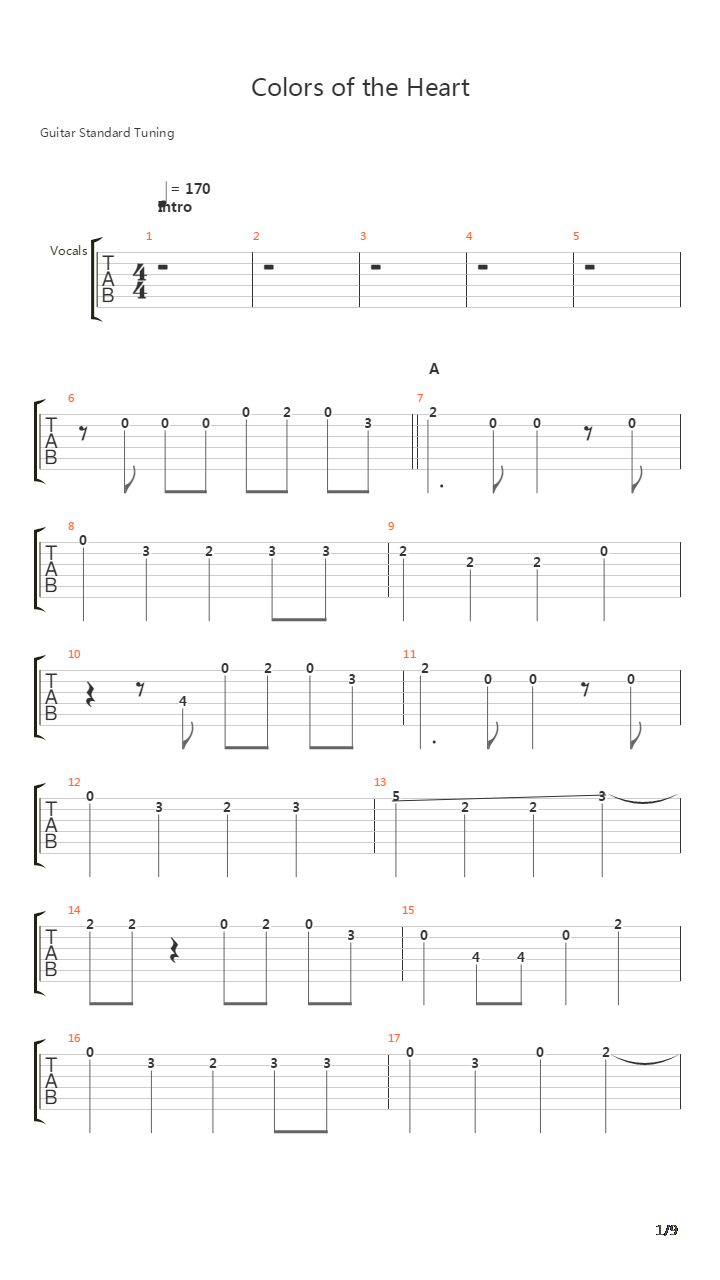 Colors Of The Heart吉他谱