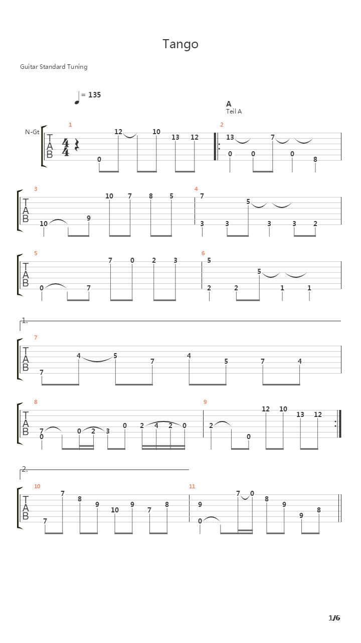 Tango吉他谱