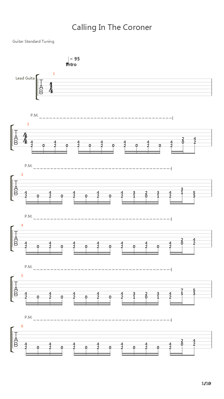 Calling In The Coroner吉他谱