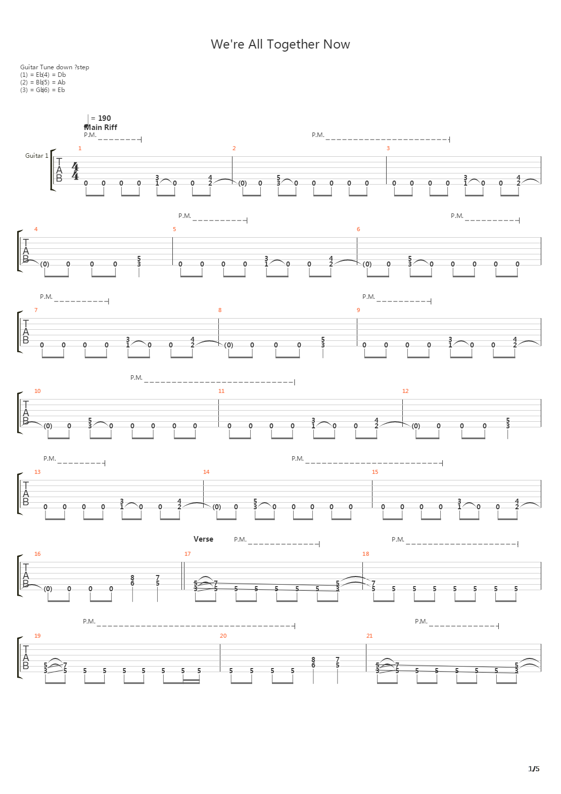 Were All Together Now Raw Theme吉他谱