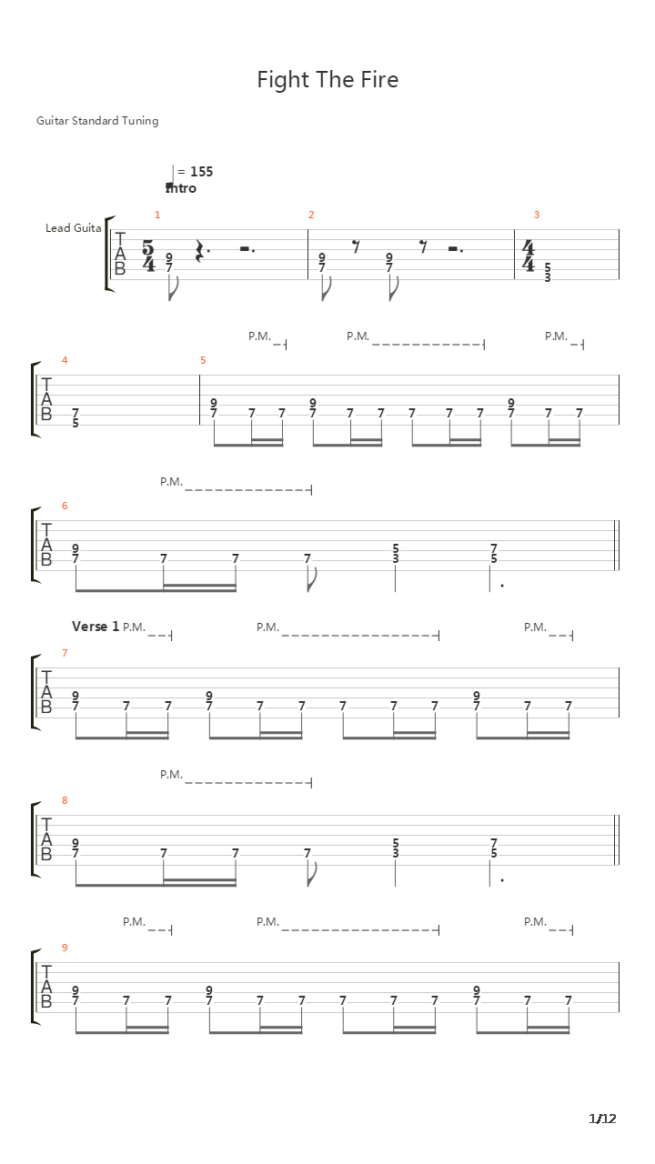 Fight The Fire吉他谱